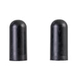 Black Rubber Tips for 5/8 Round Wheelchair Lock Extensions (Set of 2) showing close-up views of two black cylindrical rubber tips designed for wheelchair brake levers.