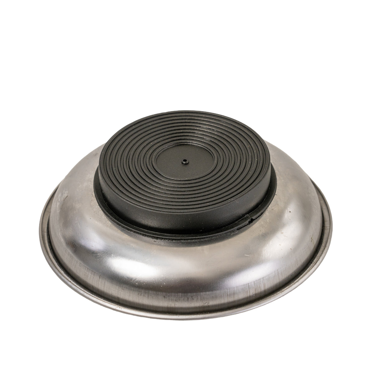 4 Stainless Steel Magnetic Parts Tray with a black circle on top, designed to securely hold small metal items.