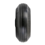 Black 2.50-3 (180 x 68) Caster Wheel for the Permobil M3 Corpus Power Chair, featuring a solid flat-free tire on a split rim with a pre-installed bearing and a black plastic center cap.