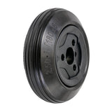 Black 2.50-3 (180 x 68) caster wheel for the Permobil M3 Corpus Power Chair with a solid flat-free tire, mounted on a split rim, featuring pre-installed bearing and black plastic center cap.