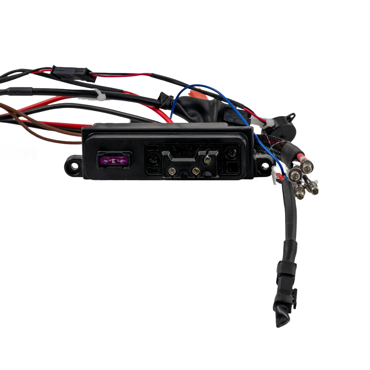 S-Drive MK II Controller Assembly for the Go-Go Elite Traveller Plus (SC53/SC54), featuring a black electronic device with multiple wires and connectors, including a controller, interface harness, and horn module.