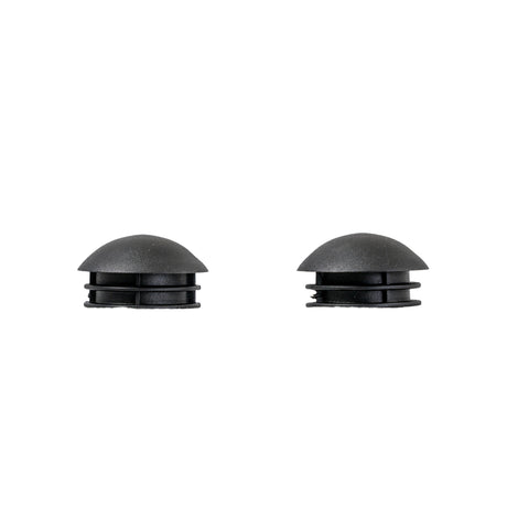 Rear Hub Caps for Drive Medical Nitro Rollator (Set of 2), showing a close-up of two black, round plastic caps designed to protect rear wheel hubs from dirt and moisture.