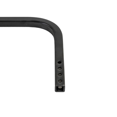 Armrest Assembly for the Pride Victory 10 (SC610/SC710) featuring a black metal corner with holes, black vinyl upholstery, and a mounting bracket. Ideal for replacing worn-out armrests on compatible Pride scooters.