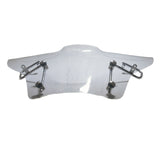 Windshield for the KYMCO People 50 and People 150 Scooters, featuring a clear plastic shield with metal screws and chrome mounting hardware for easy installation.