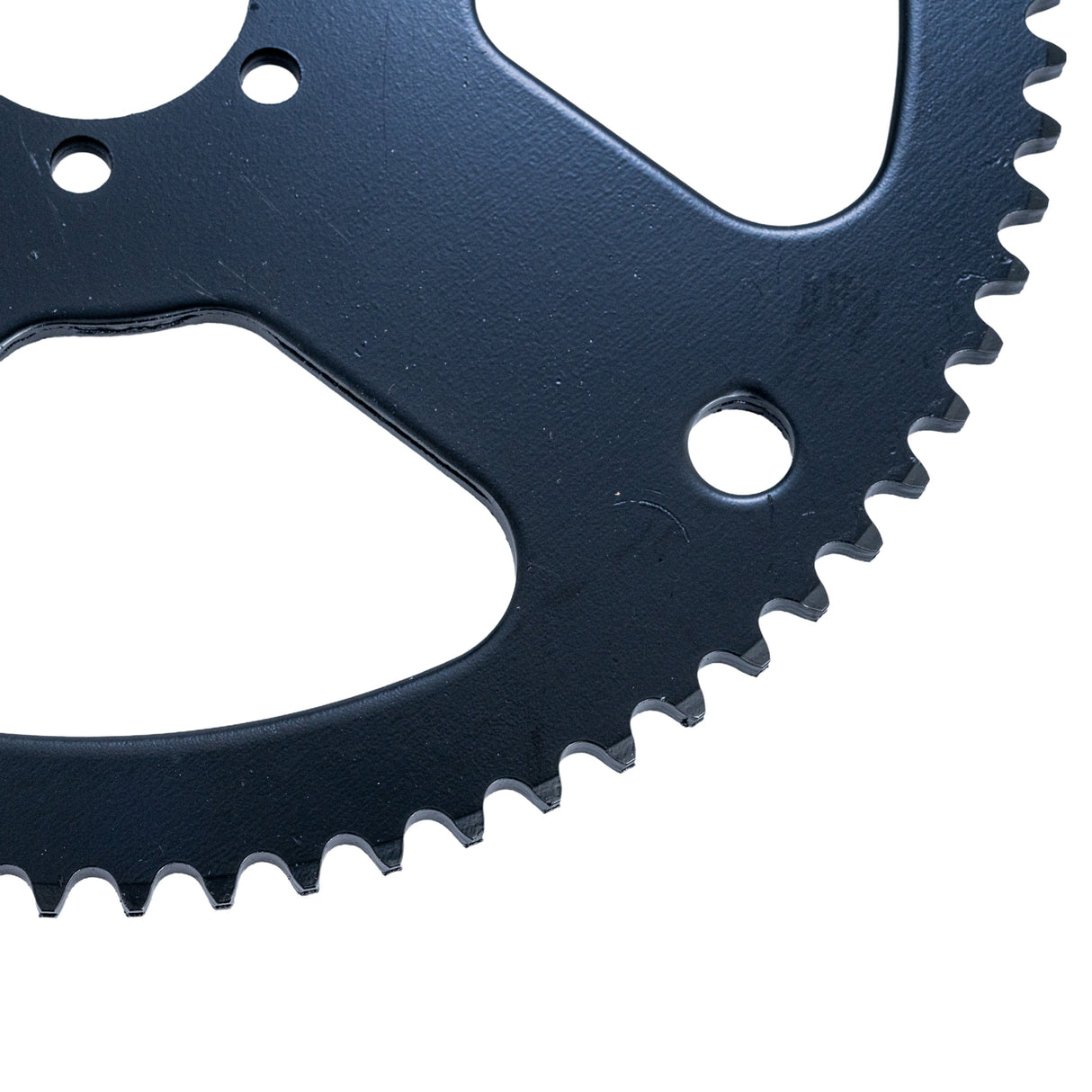 Close-up of a 75 Tooth #35 Chain Rear Wheel Sprocket for the Realtree RT100 Mini Bike, showing detailed metal teeth and inner mounting holes for easy installation.