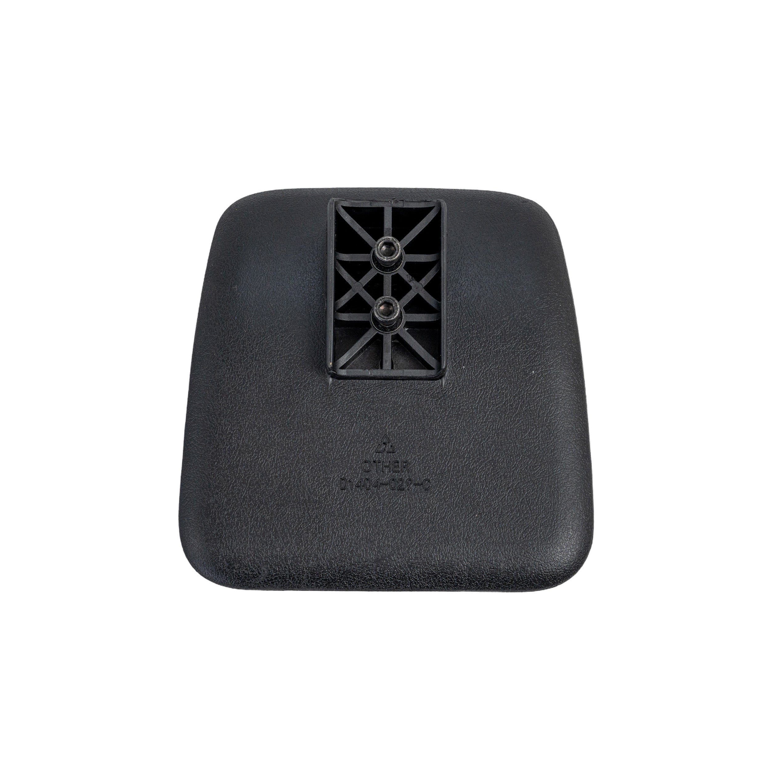 Small Calf Pad Assembly with Mounting Hardware for Quantum Power Chairs, featuring a black square pad with a central hole, designed for easy installation and improved comfort.