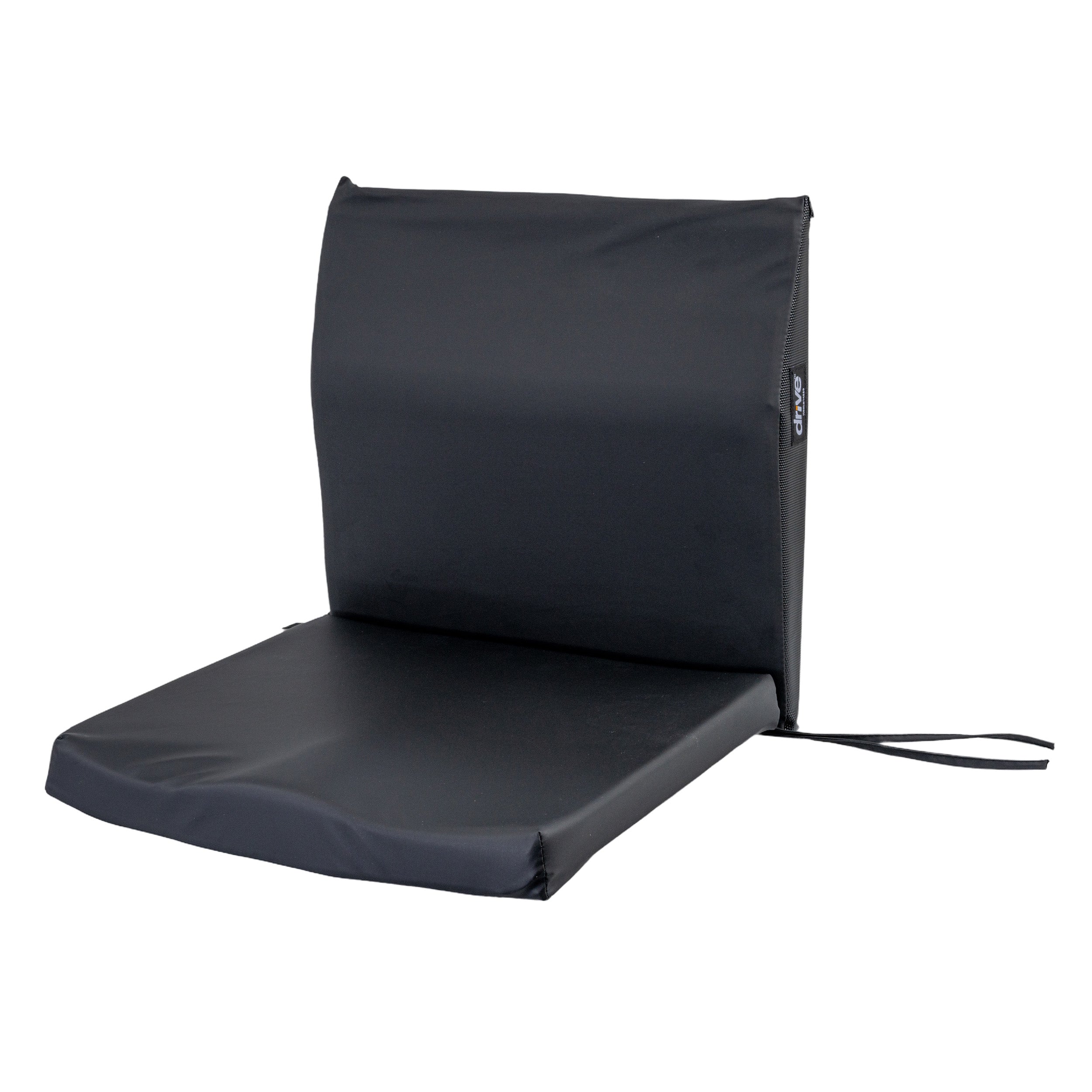 Seat & Back Cushion Kit for 18 Wide Drive Medical Wheelchairs featuring a black cushioned seat and backrest designed to enhance comfort for wheelchair users.