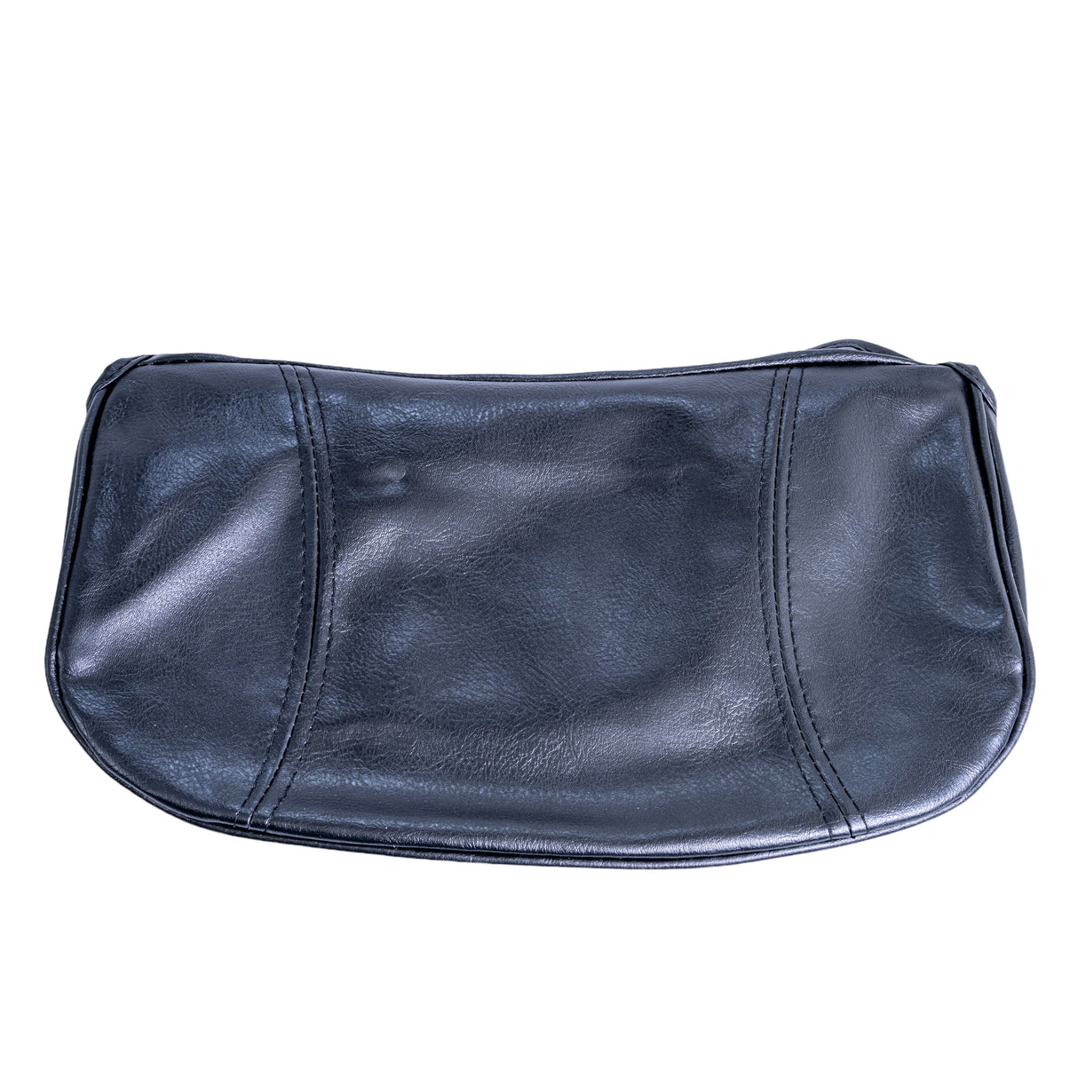 Seat Back Cover for the Golden Buzzaround CarryOn (GB120) Scooter: a black leather-like pouch, showcasing detailed stitching, displayed on a white background.