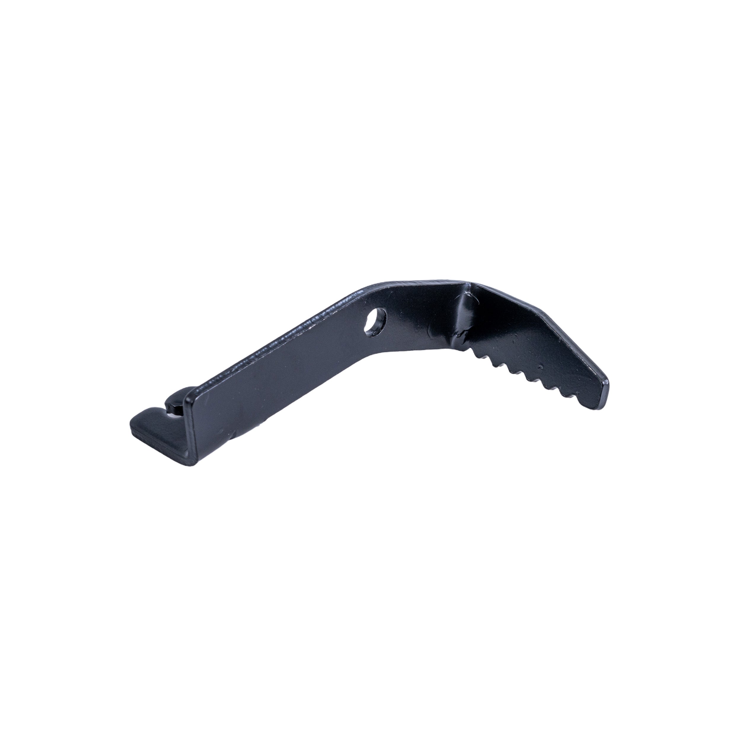 Left Side Wheel Lock for Drive Medical Aluminum Rollator models, featuring a black metal construction with multiple holes, essential for securing the wheel mechanism.