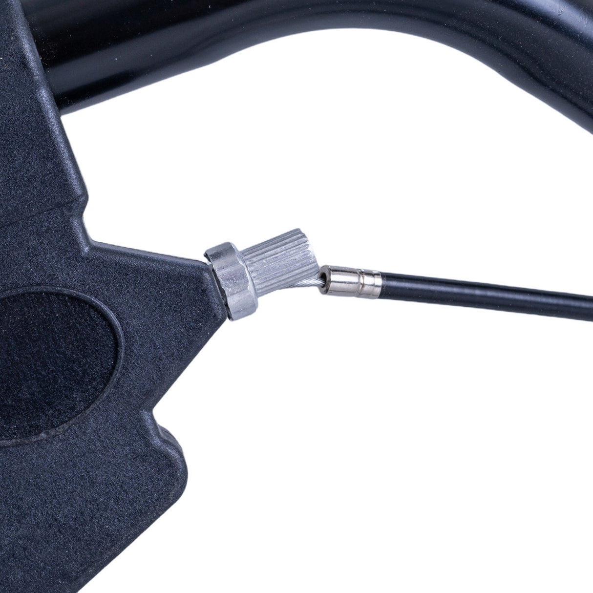 Close-up of the Right Handlebar Brake Assembly for the Drive Medical Bariatric Rollator (10216) (Blemished), showcasing the cable, metal rod, and black plastic components essential for scooter and power chair maintenance.