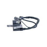 Ignition Coil for Coleman CC100X & CT100U Trail Mini Bikes featuring a close-up of the device with an attached black wire and cable, designed for horizontal shaft engines ranging from 79cc to 98cc.