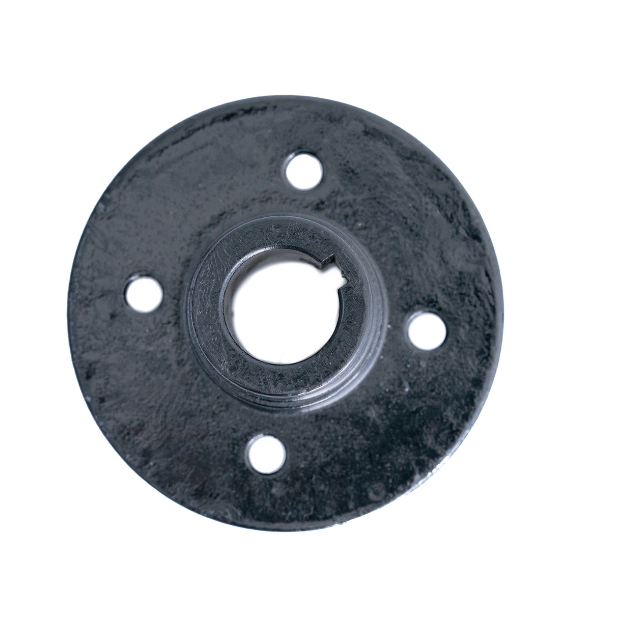 Rear Hub for Shoprider Sprinter XL4 Deluxe, a round metal object with multiple holes, used to mount wheel assembly rims to the scooter's transaxle assembly.