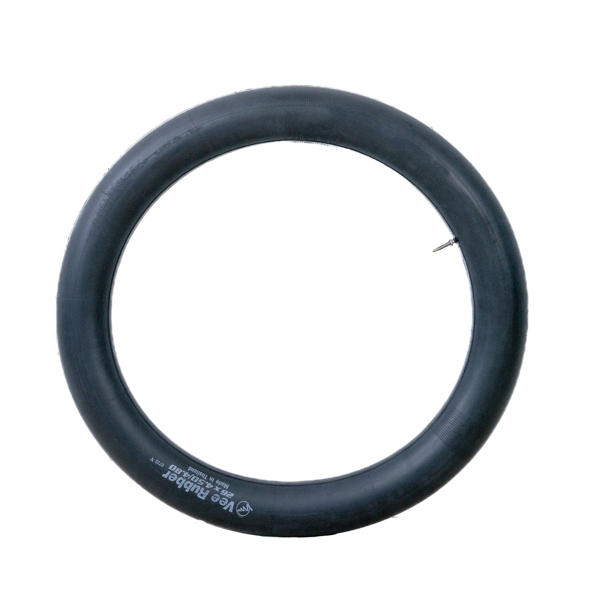 26x4.5-4.8 Bicycle Inner Tube with 33mm Presta Valve by Sunlite, featuring a close-up of the tire with a visible screw in the rubber surface.