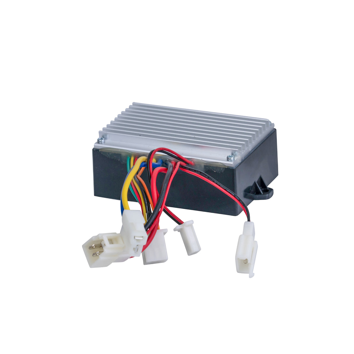 Close-up of the HB3650-TYD6B1 Control Module for the Razor DXT Electric Drift Trike, featuring several colored wires and white plastic connectors, essential for ensuring smooth operation and easy installation.