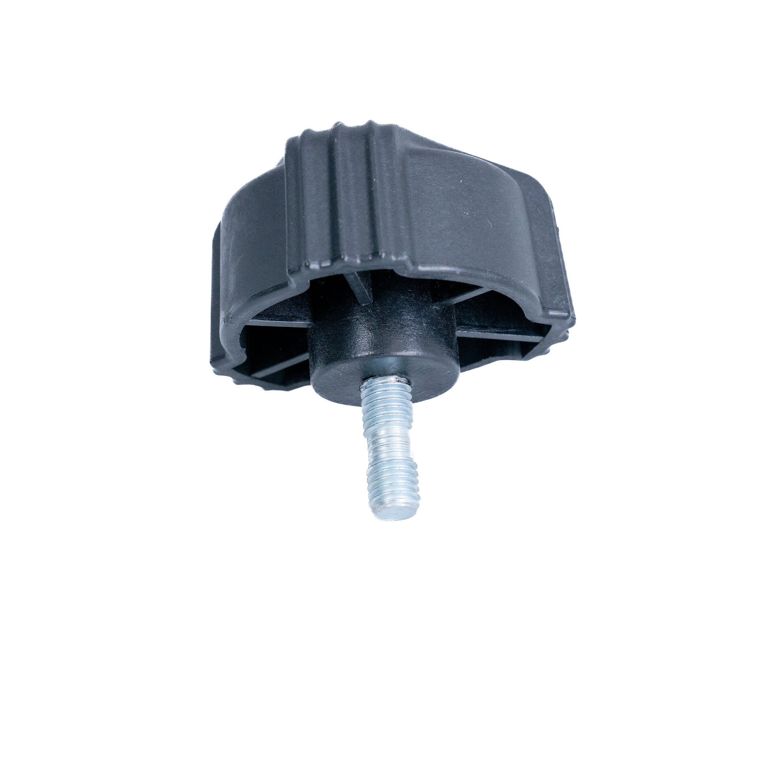 Tiller Adjustment Lock Knob for the Go-Go Folding Scooter (S19), a black plastic object with an integrated screw, designed for easy, one-handed adjustment of the scooter's handlebar angle.