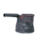 Cup Holder for the Jazzy Passport Power Chair, shown as a black mesh bag with a handle, designed to securely hold cups and bottles on the left armrest of the Jazzy Passport.