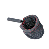 Cup Holder for the Jazzy Passport Power Chair, featuring a black net with a handle, designed to securely hold cups and bottles at the end of the left armrest.