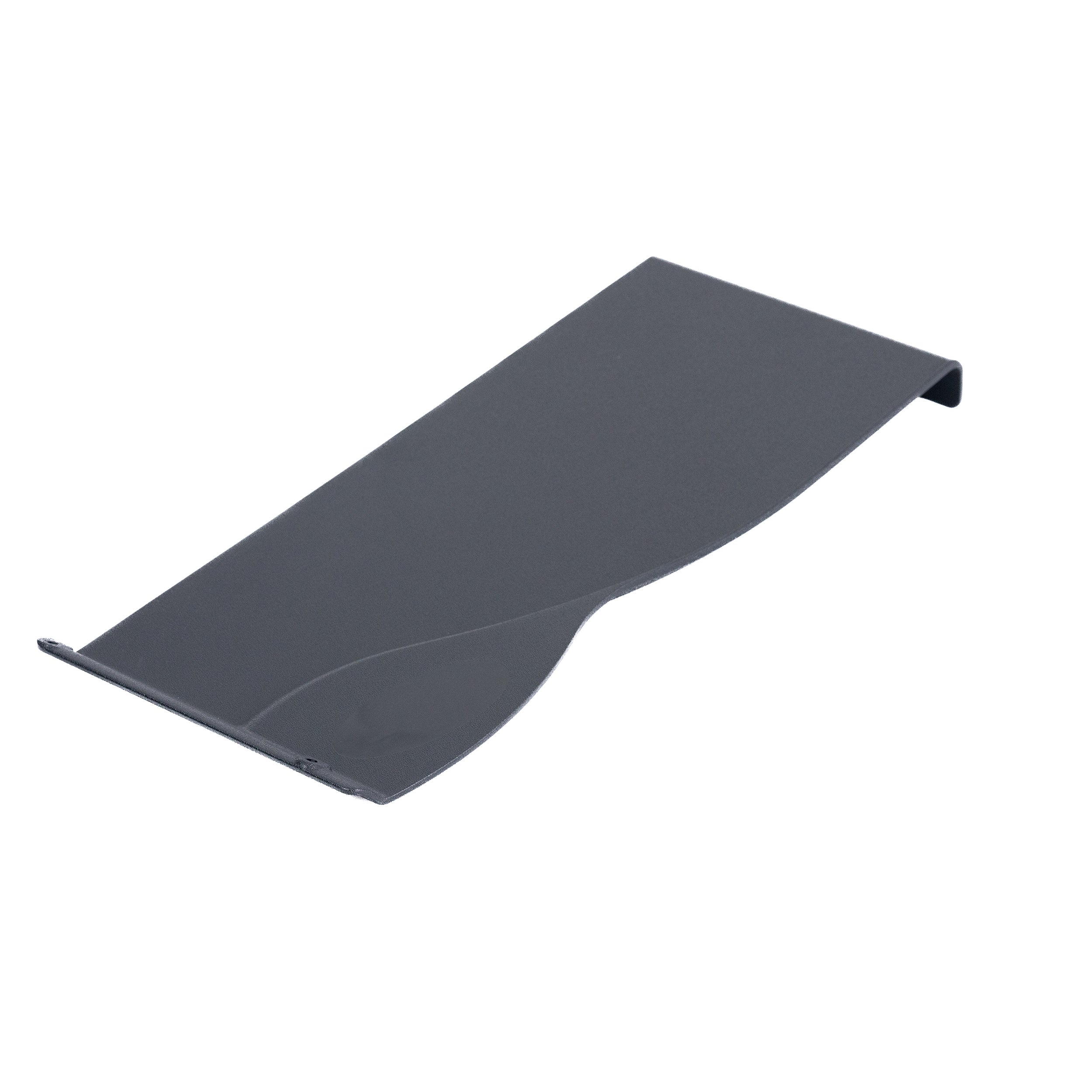 Right Full-Length Fixed Height Clothing Guard for Invacare Tracer & 9000 Series Wheelchairs, a black plastic shield with a curved edge, designed to mount under armrest pads for protection.