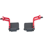 Aluminum Footrest Assemblies for the Drive Medical Lightweight Expedition Aluminum Transport, featuring red and black metal components and a sturdy design, essential for maintaining scooter or power chair functionality.