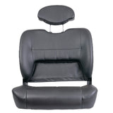 26X 20 Hi-Back Seat Assembly for the Jazzy 1450, featuring a headrest and black leather surface with visible stitching.