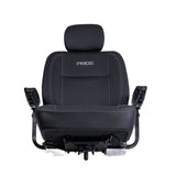 Black vinyl Pride Ultra-Comfort scooter seat with white stitching, memory foam seat and backrest
