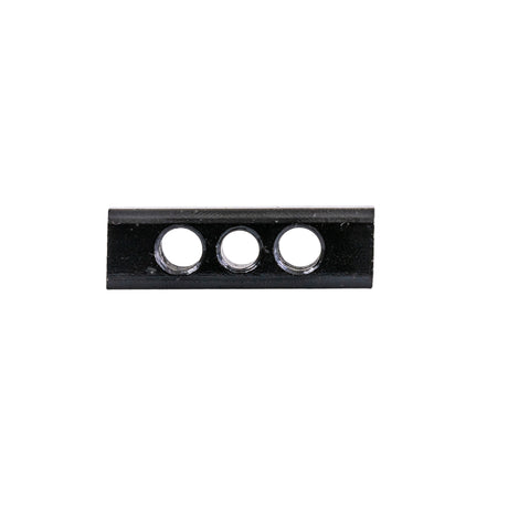 Lower Adjustment Flat Nut for Quantum Center Mount Footplates, black rectangular object with two mounting holes for adjusting height on footplates.