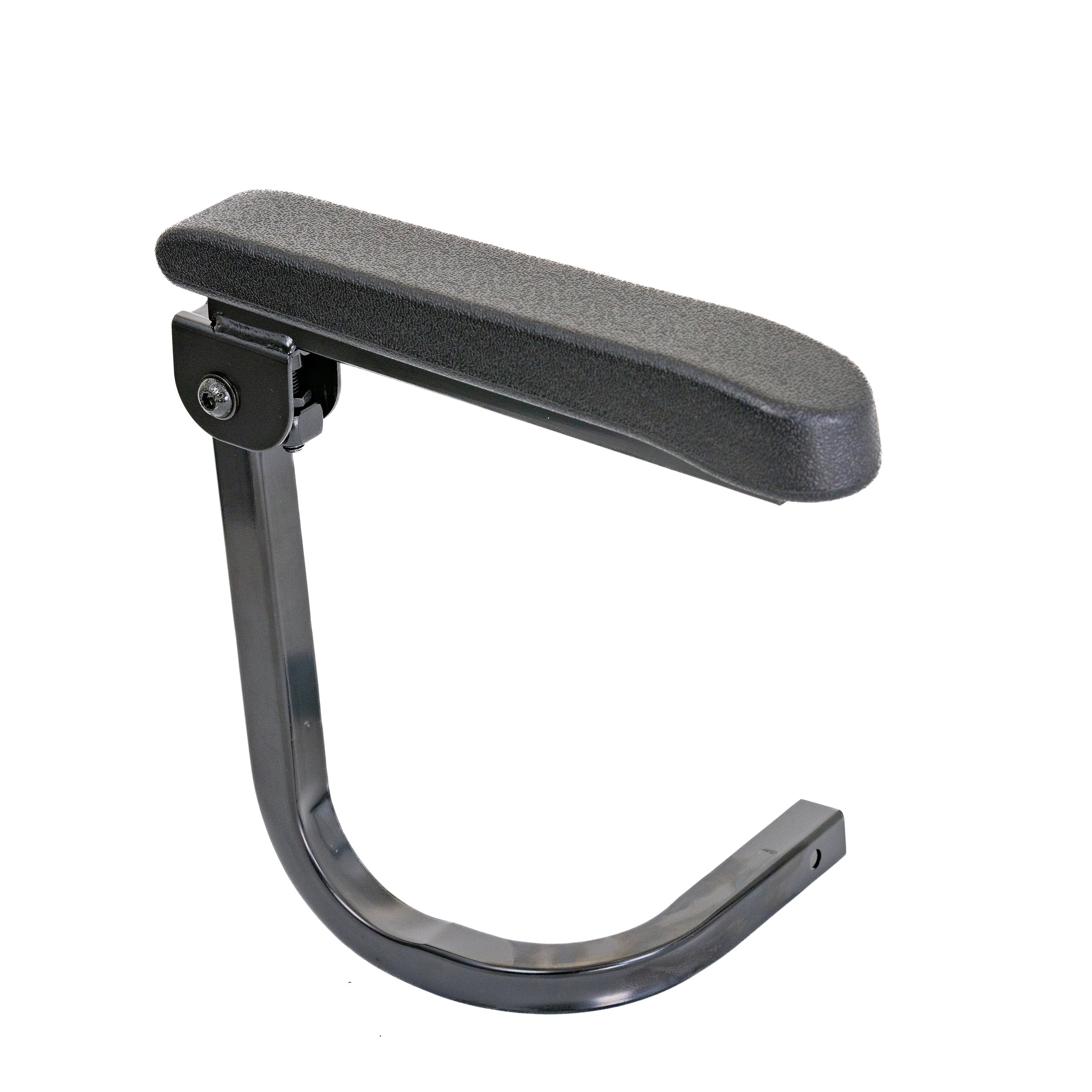 Armrest Assembly for the Pride i-Go Folding Scooter (Set of 2), featuring black folding armrests with quick pull pins and set screws with turn knobs for easy installation and use.