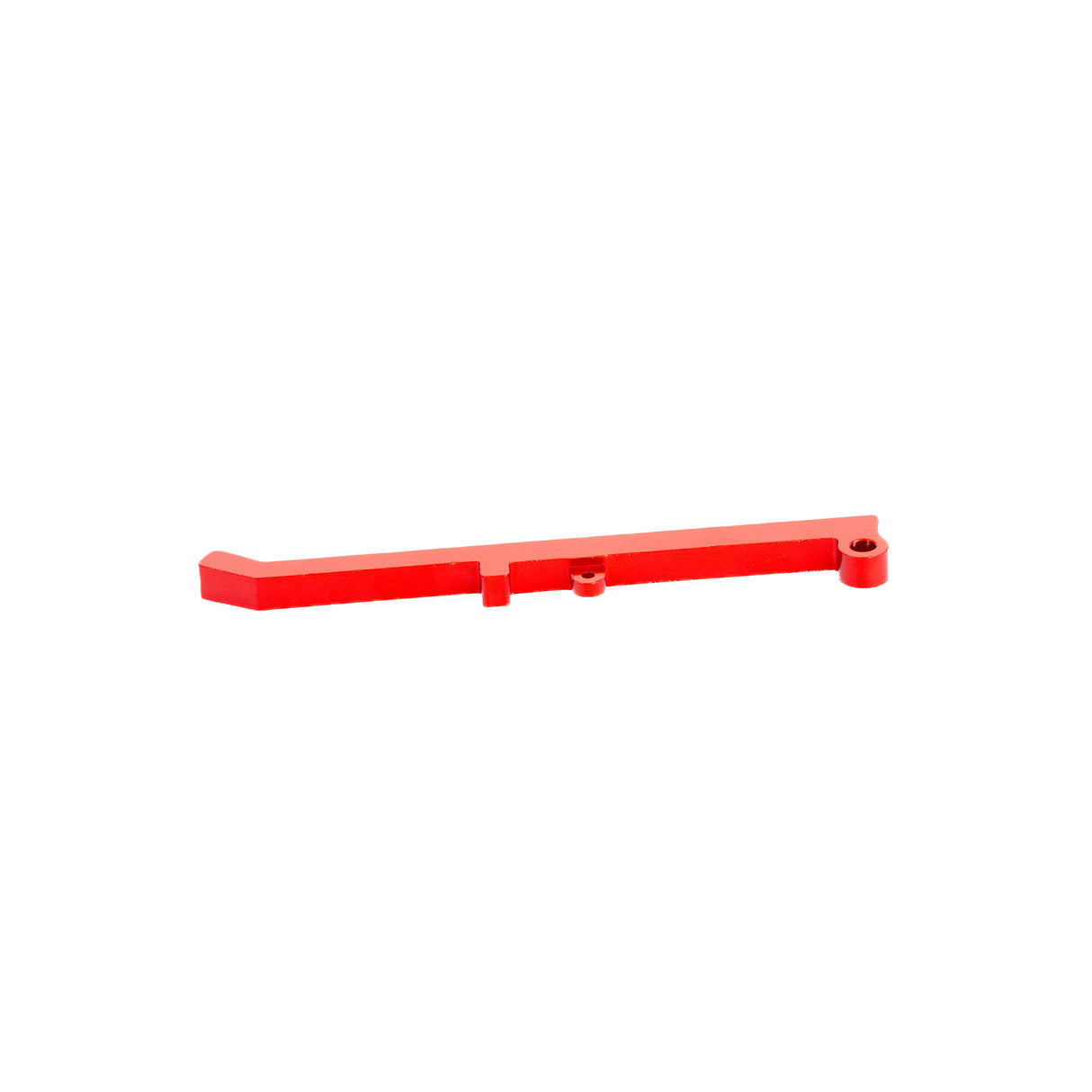 Red Pivot Lever for GOTRAX Apex, Apex LE, Apex XL, GXL V2, & XR Elite Electric Scooters, showing its machined alloy structure with holes, designed to unlock the scooter's folding mechanism.