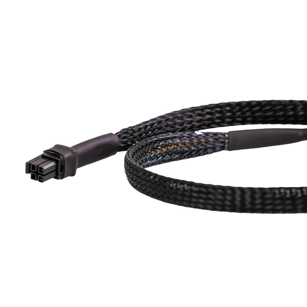 Lift Actuator Switch Harness for Jazzy Air & Air 2 Power Chairs, featuring a braided outer shell and a 4-pin connector, shown in a close-up of the black cable with a plug.