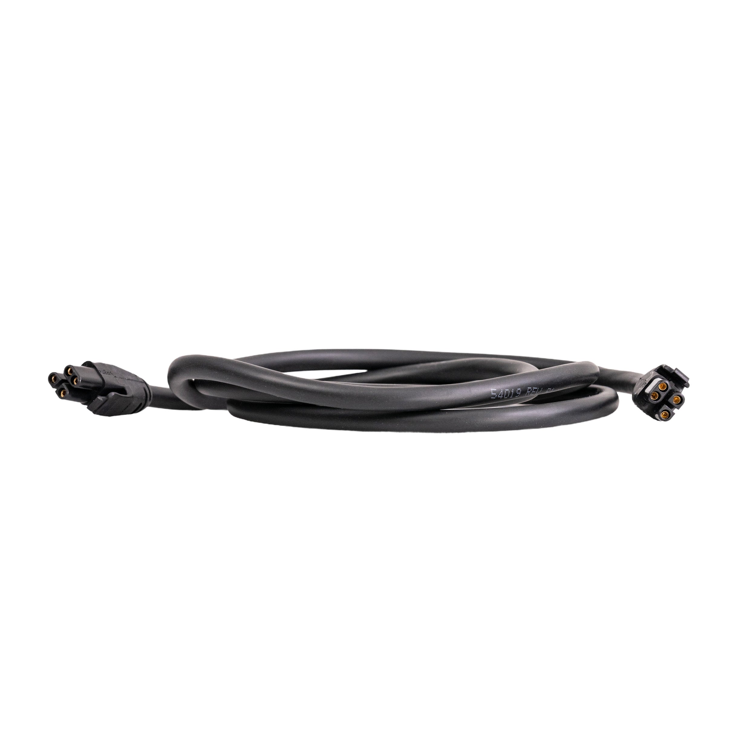 Dynamic LiNX Bus Cable for Jazzy EVO 614, EVO 614HD, & Elite HD Power Chairs, featuring two male 4-pin connectors with push clips, and a durable rubber outer coating for secure connections.