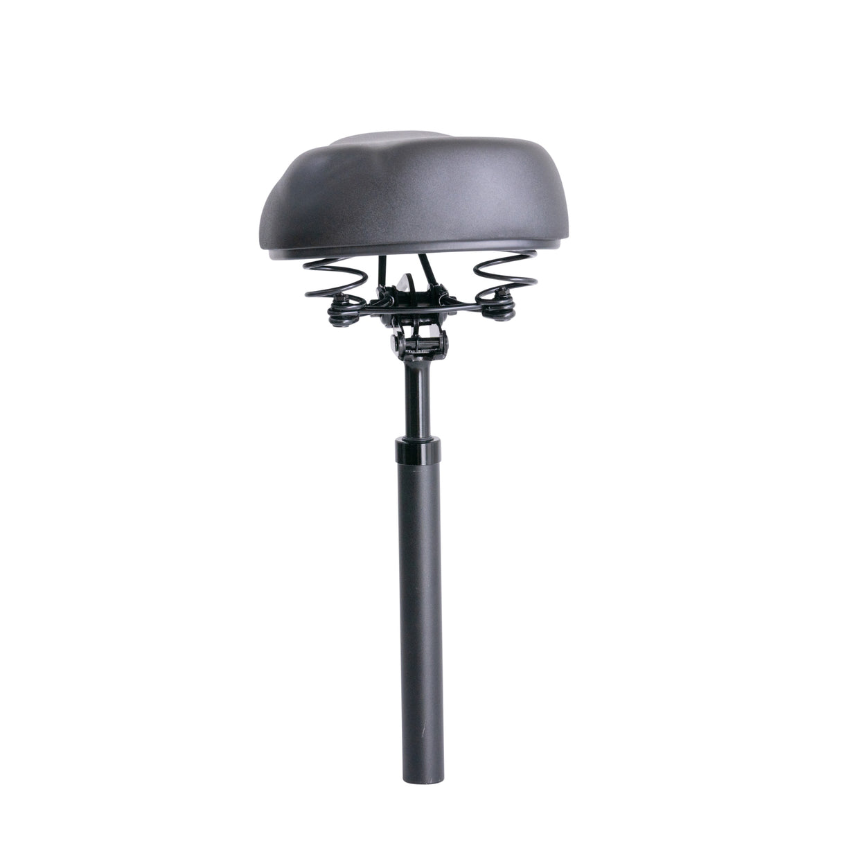 Seat with Folding Stem for the GOTRAX Flex Electric Scooter, featuring a padded black seat on an adjustable mounting post with shock absorber, designed for comfort and easy storage.