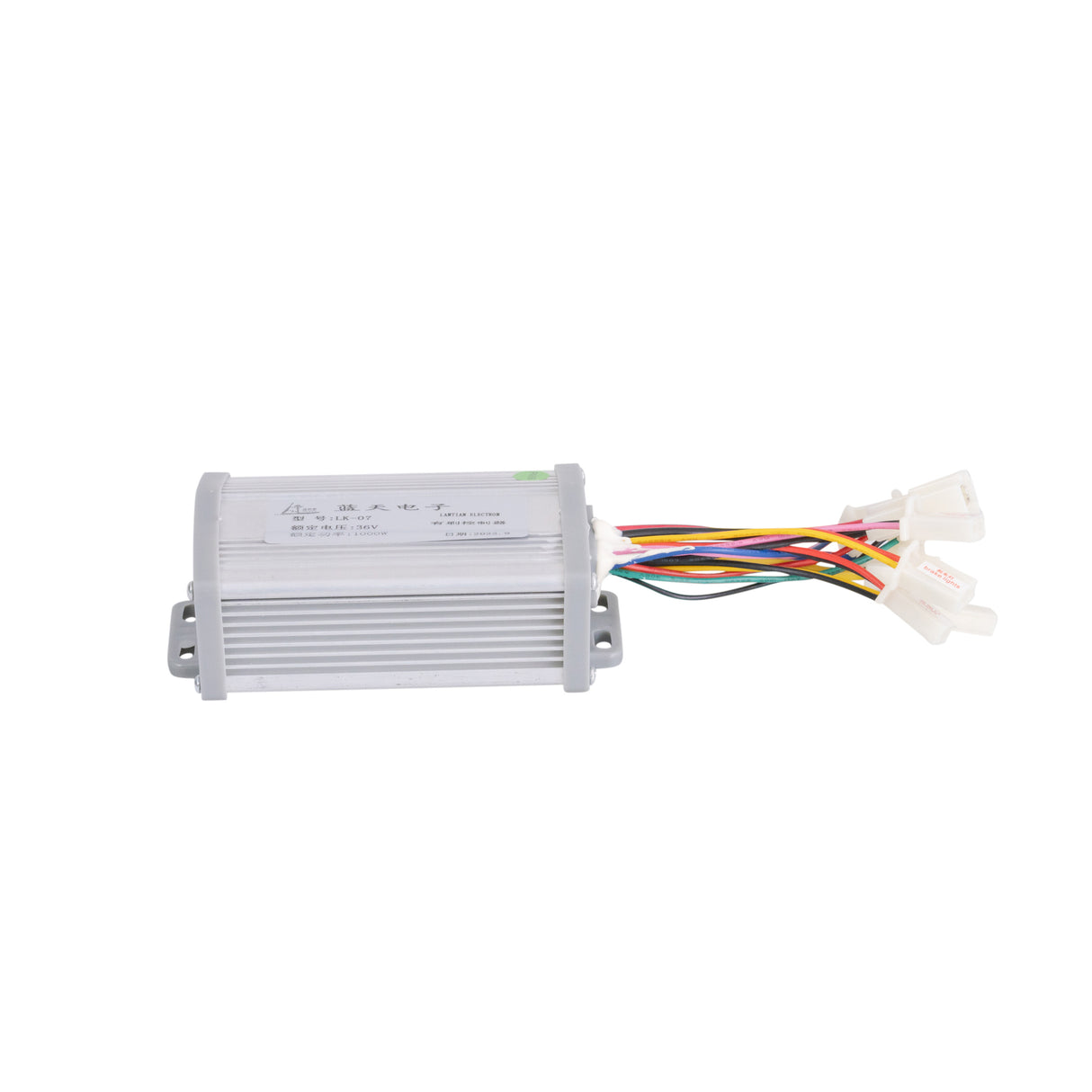 HB-2430-TYD4K-ROHS Control Module with 4-Wire Throttle Connector for Razor Dune Buggy (Versions 1-11) and Ground Force Drifter (Versions 1-2), featuring close-up of colored wires and labeled white box.