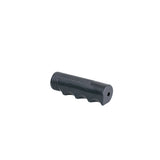 M100 Black Vinyl Handle Grip Set for Wheelchairs. Close-up shows a black plastic grip with a hole, designed to fit standard 7/8 wheelchair handles. Set includes two 4 long grips.