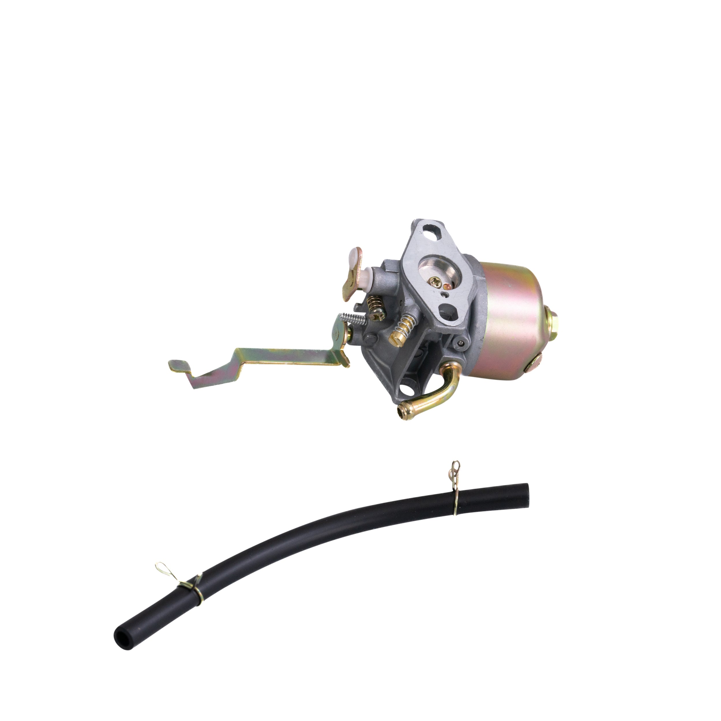 P15 Carburetor for Honda 152F, Honda 154F, & Yamaha IE45 Engines, featuring a close-up of the metal mechanical part with a hose and intricate components visible.