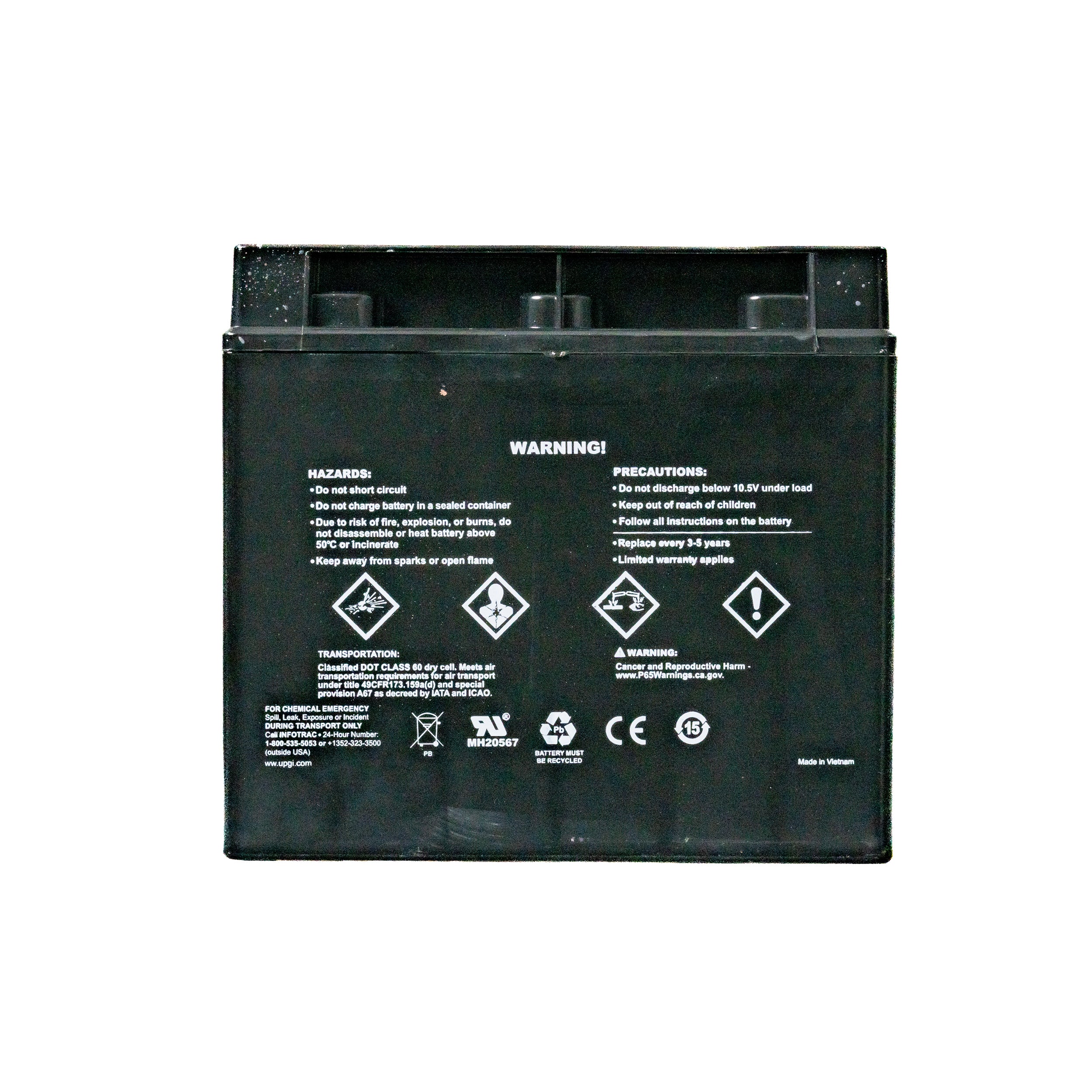 18 Ah (Half U1) 36 Volt AGM Mobility Scooter Battery Pack with white text and post terminals, suitable for various electric scooters and power chairs, made by Universal Battery.