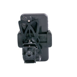 Universal Smartphone Holder for Bikes & Scooters, featuring a black device with a secure screw and a mounting bracket, designed to fit various handheld devices on handlebars.