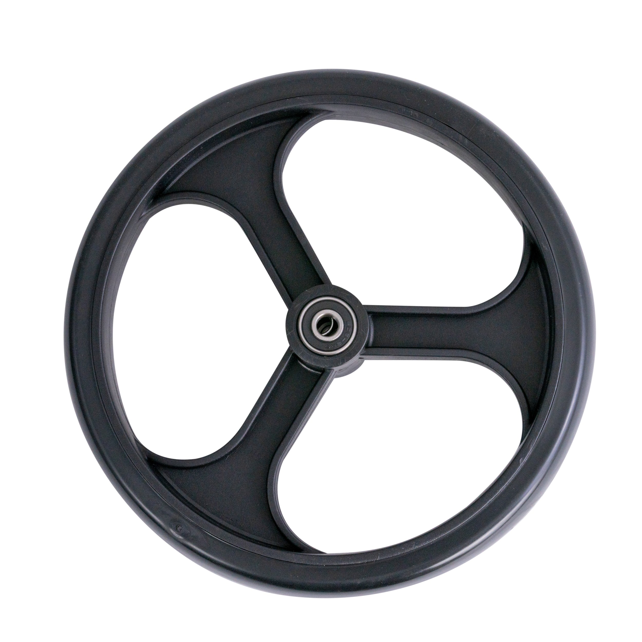 8 Front Wheel for the Drive Medical D-Lite Rollator (750N) featuring a 3-spoke design, metal center, and pre-installed bearings.