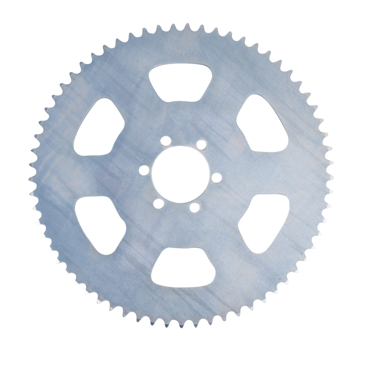 Close-up of a 65T #35 Chain Sprocket with 1-1/2 Bore for Go-Karts, Mini Bikes, & ATVs, showing precision-cut metal teeth and central bore for drive assembly integration.