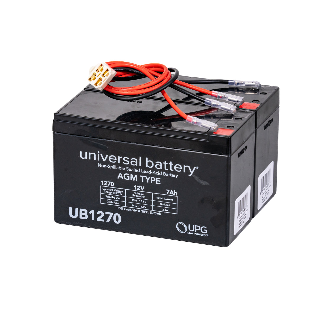 24 Volt Battery Pack for the Razor E300 & Razor E325, featuring two 12 Volt 7 Ah batteries with red and black wires, barcode, and voltage label visible.