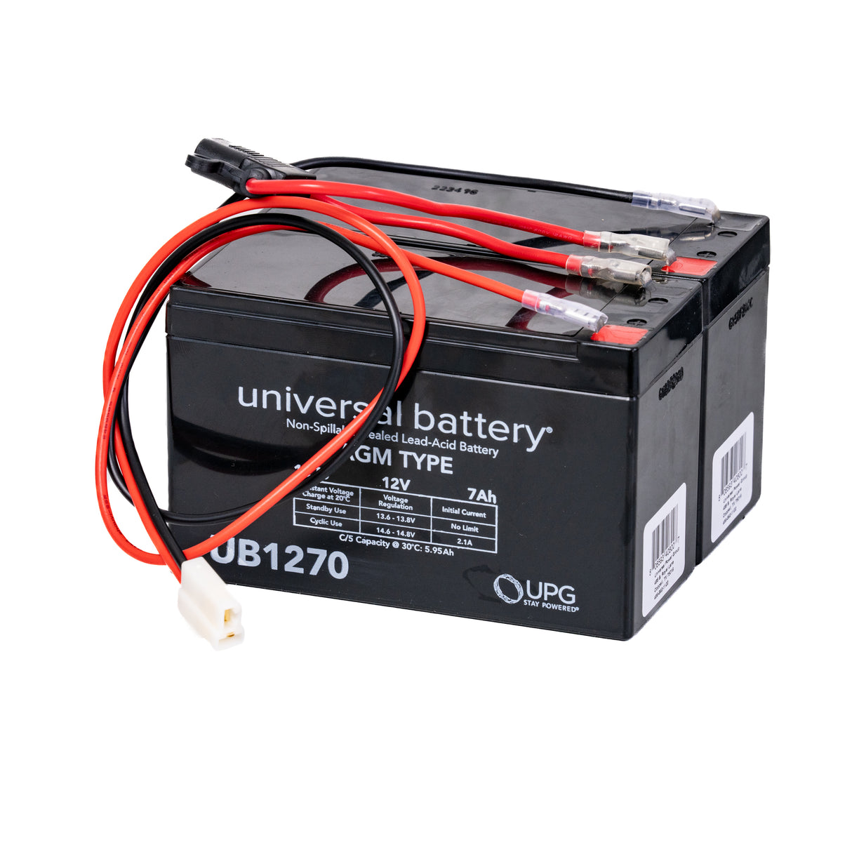 24 Volt AGM Battery Pack for the Monster Moto / Mega Moto MME-250 (MM-E250) Electric Mini Bike, featuring a black battery with attached red and black wires, and visible barcode and voltage markings.