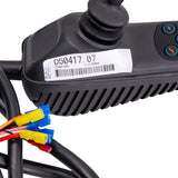 4 Key VSI Joystick Controller for the Hoveround® MPV4®, featuring a black plastic body with a white label, barcode, and exposed colorful wires, designed by PG Drives Technology for power chairs.