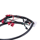 Tiller Wiring Harness for Jazzy Zero Turn (ZT) & Pride Zero Turn 8 Scooters, featuring a close-up of black, red, and black wires with a red electrical connector for seamless scooter functionality.