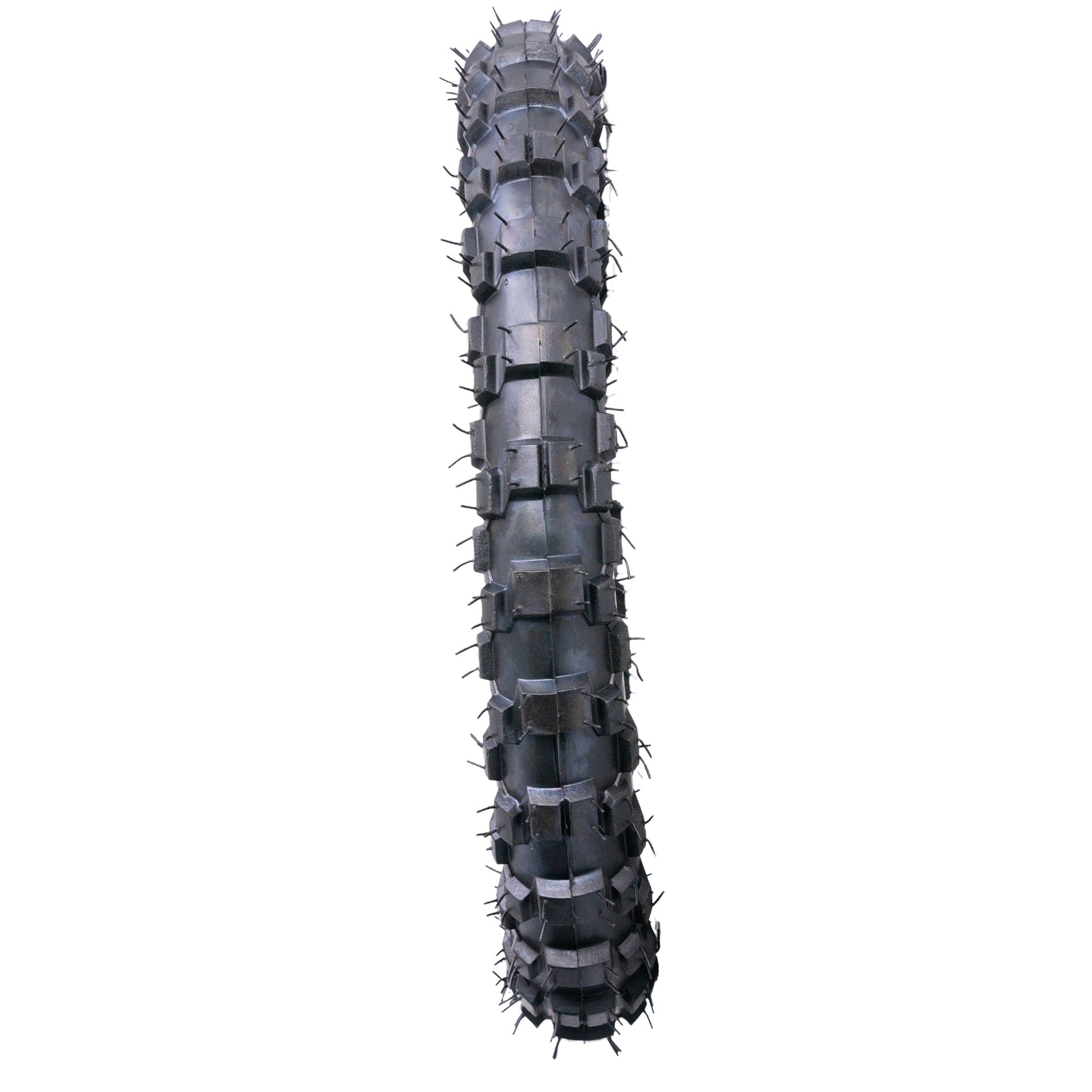 Close-up of a 16X2.50-64-305 Tubeless Tire for E-Bikes & Scooters, showcasing its low-siped street tread and numerous spikes for enhanced grip, designed for compatibility with various models.