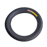 16X2.50-64-305 Tubeless Tire for E-Bikes & Scooters, featuring low-siped street tread, yellow and red label, close-up of tread pattern, fits models like GOTRAX, X-Treme, and MotoTec.