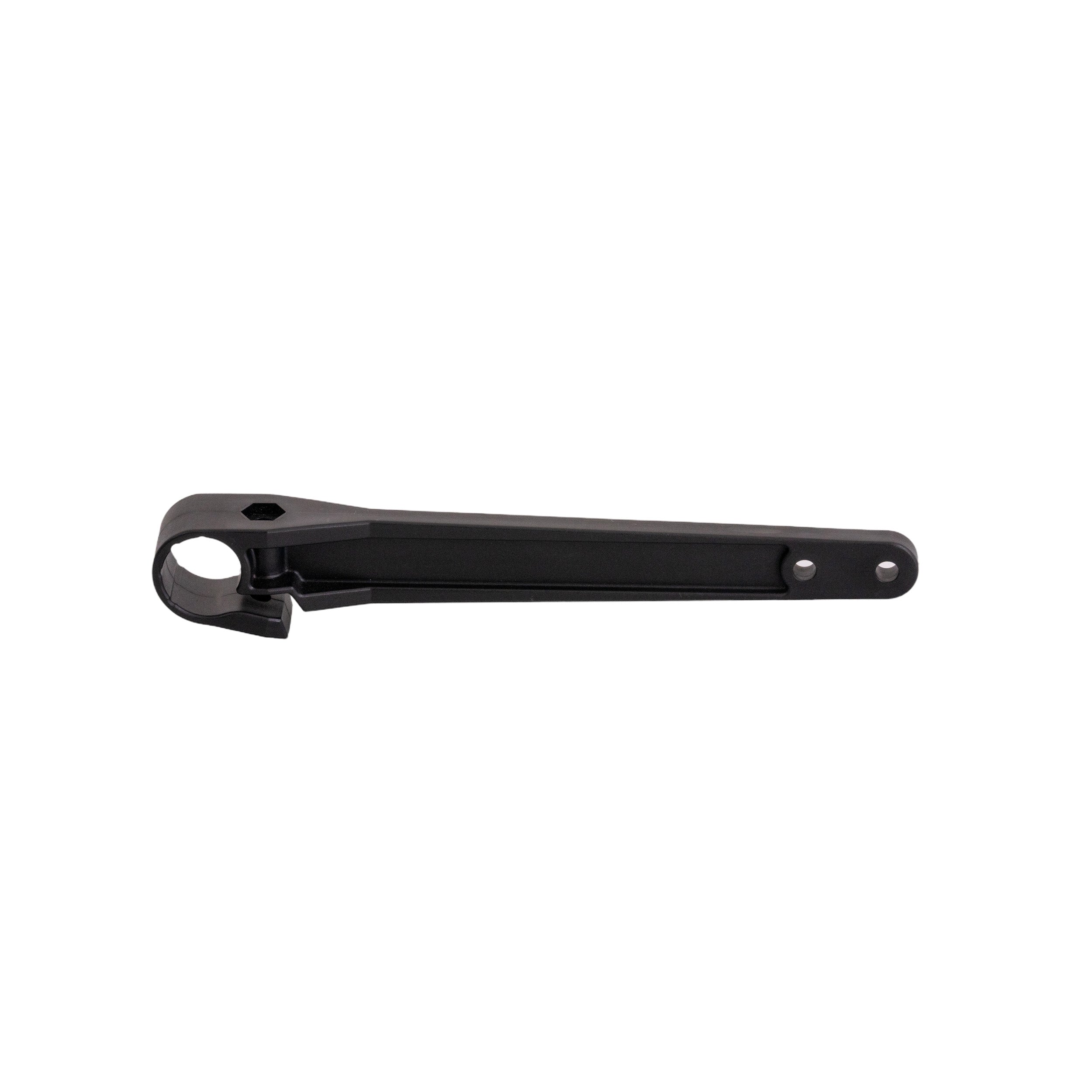 Hemi Pivot Link for the Invacare Tracer SX5 Wheelchair, a black tool with a hole at one end, designed as a durable original part for wheelchair maintenance and repair.