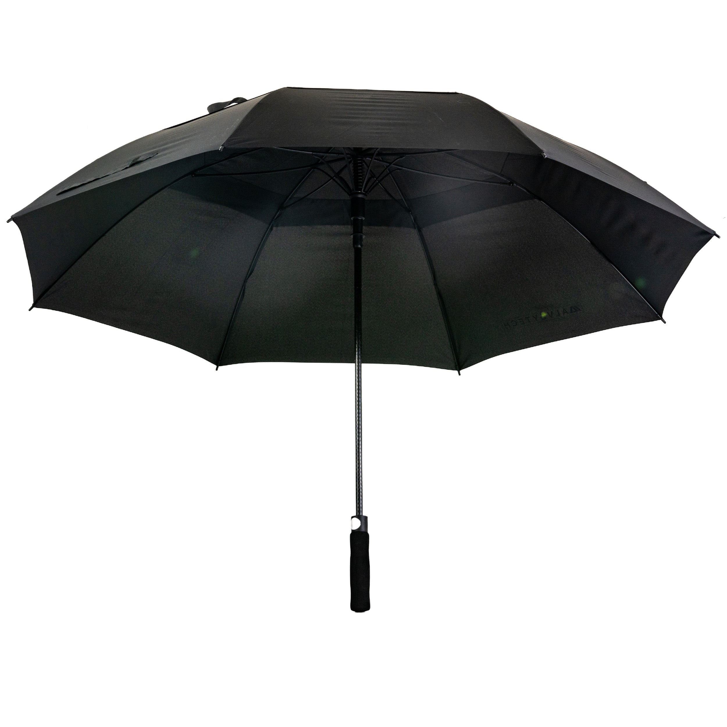 Wind Resistant Vented Golf Umbrella featuring an 8-panel design with vents and a soft foam handle, providing durability and comfort in rain and wind.