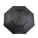 Wind Resistant Vented Golf Umbrella with an 8-panel design, featuring a black canopy and a soft foam hand grip, shown fully open against a plain background.