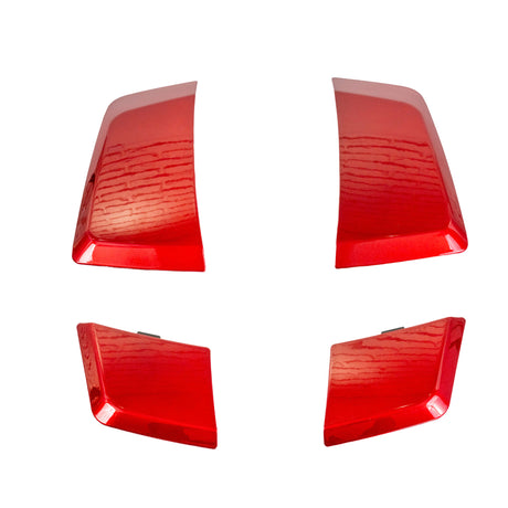 Red Shroud Inserts for the 3-Wheel Go-Go LX (S50LX) with High Capacity Battery Box, featuring vivid red panels designed specifically for the scooter's high-capacity battery assembly.