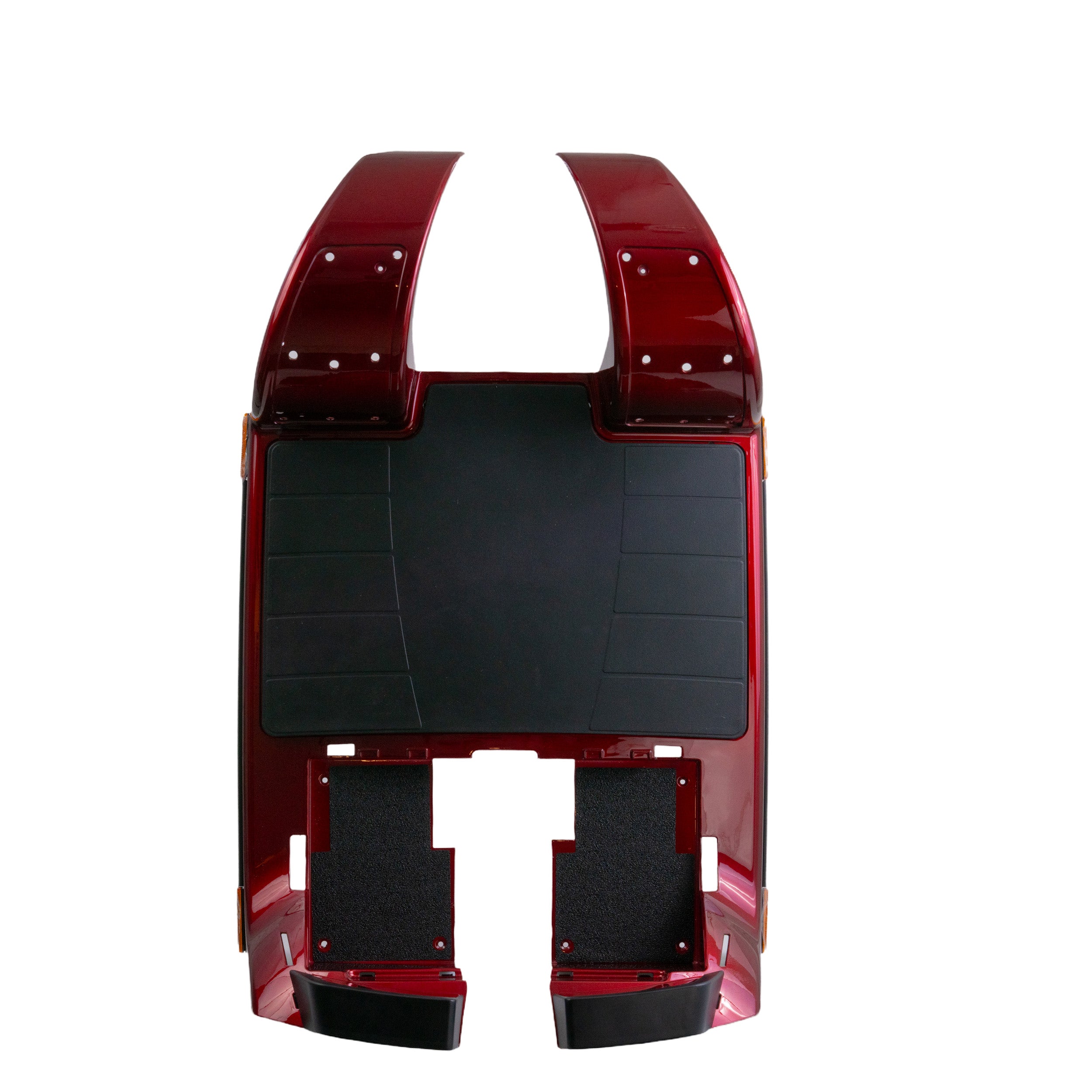 Red Front Shroud Cover for the Pride Victory 9 (SC609/SC609PS/SC709) featuring a sleek, metallic design with visible black parts, providing essential protection and aesthetic enhancement for your scooter or power chair.