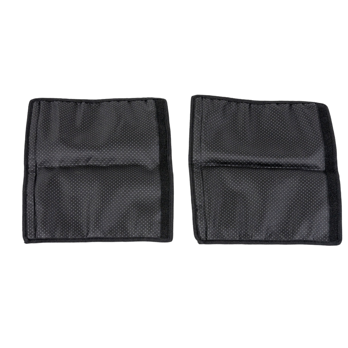 Fleece Armrest Covers for Wheelchairs, Power Chairs, & Scooters (Set of 2) featuring black faux fleece fabric with hook & loop strips for secure attachment, providing plush cushioning for arm and elbow support.